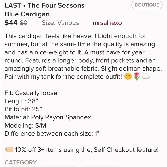 Four Seasons Blue Cardigan - Picture 7 of 7